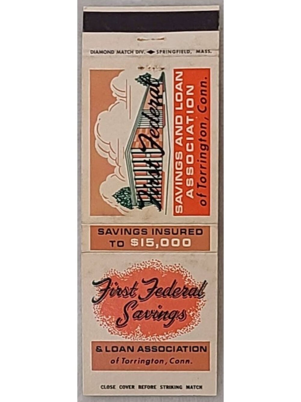 Vintage Matchbook Cover First Federal Savings Loan Torrington Connecticut CT